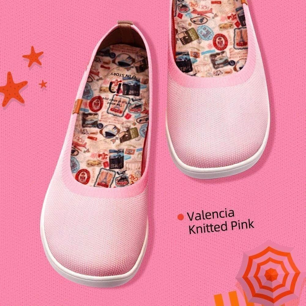 UIN Women's Loafers Comfort Walking Casual Shoes (Valencia Knitted Pink)